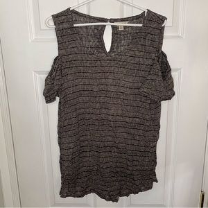 Lucky Brand Brown Cold Shoulder striped top X-LARGE